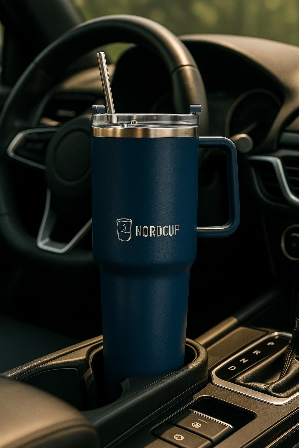 Nordcup RVS Thermosbeker 1,18 liter – met rietje & handvat
