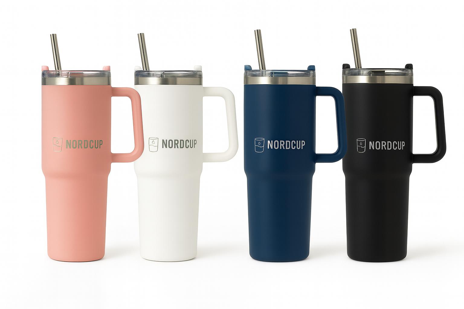 Nordcup RVS Thermosbeker 1,18 liter – met rietje & handvat