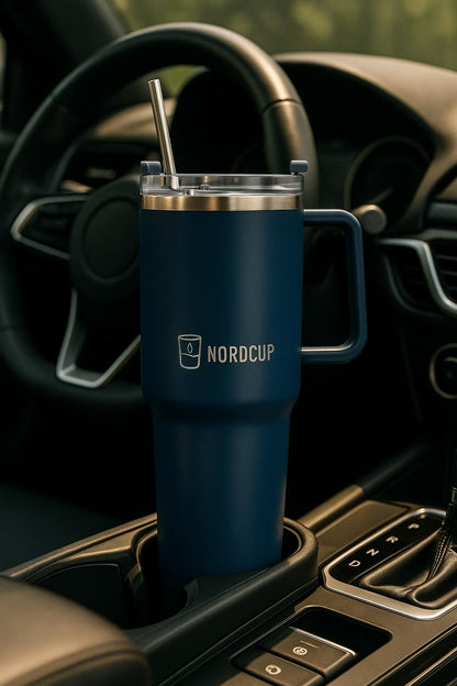 Nordcup RVS Thermosbeker 1,18 liter – met rietje &amp; handvat